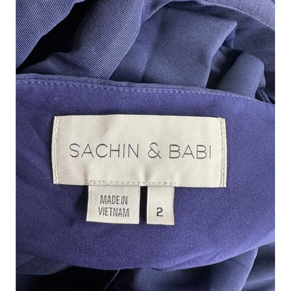 Sachin & Babi Elanor Dress Size 2 Navy Bow Tie Straps Taffeta Formal Evening - Picture 12 of 14